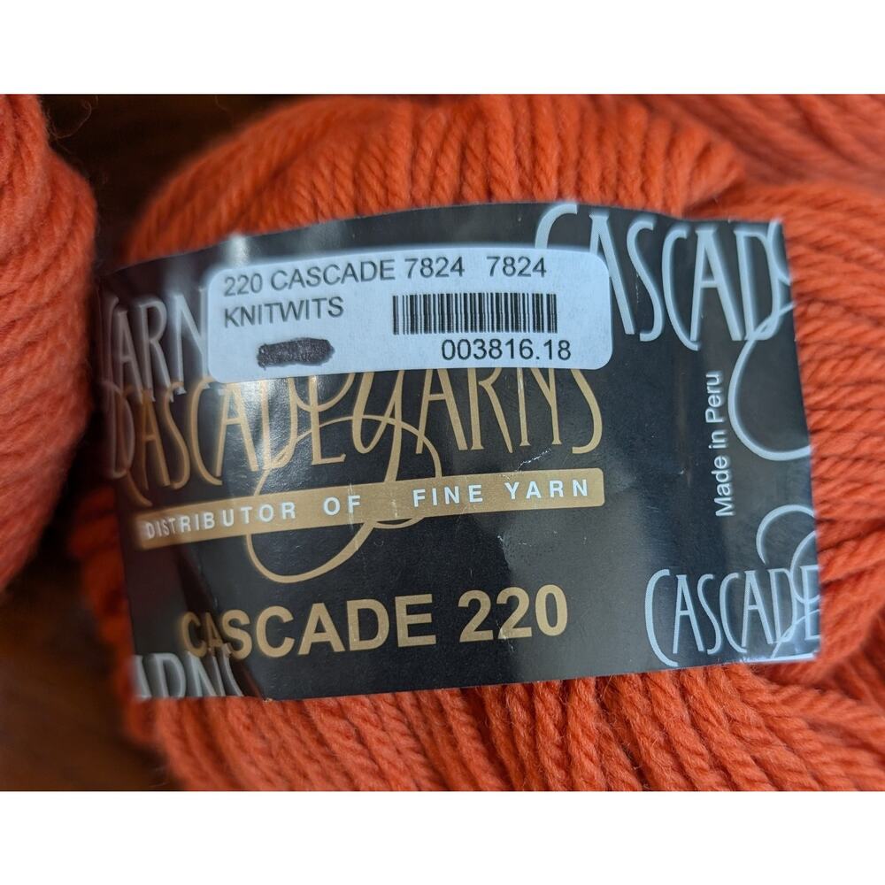 Lot Of 8 Cascade 220 7824 Jack O' Lantern Peruvian Highland Wool Yarn Orange - Picture 3 of 3